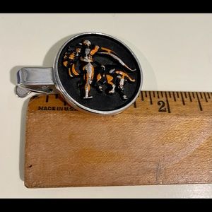 Vintage Hickok Matador Tie Clip Silver Tone Enamel Accent Mid Century